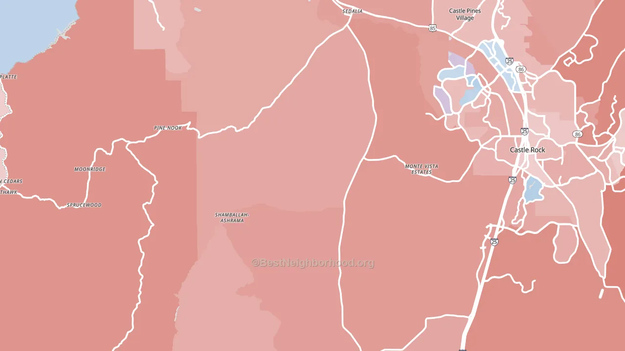 Sedalia, CO block-group political-lean map