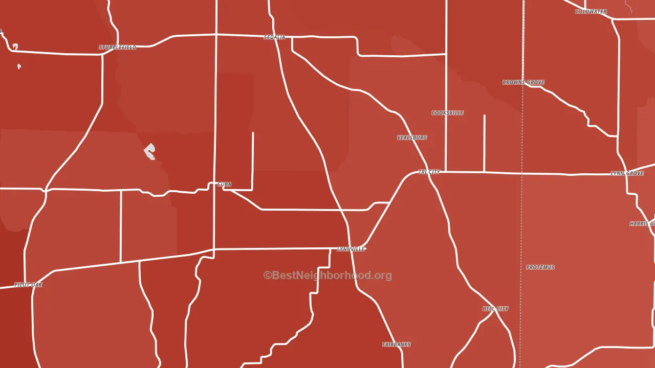 Sedalia, KY block-group political-lean map