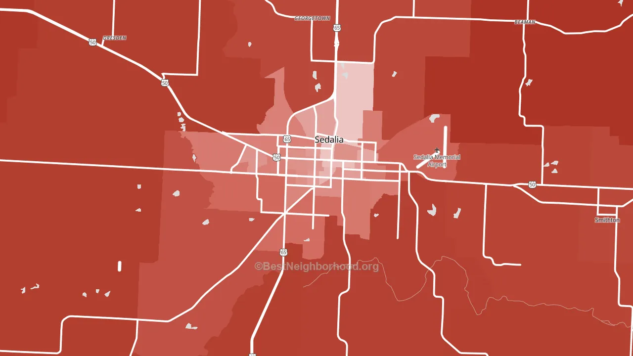 Sedalia, MO block-group political-lean map