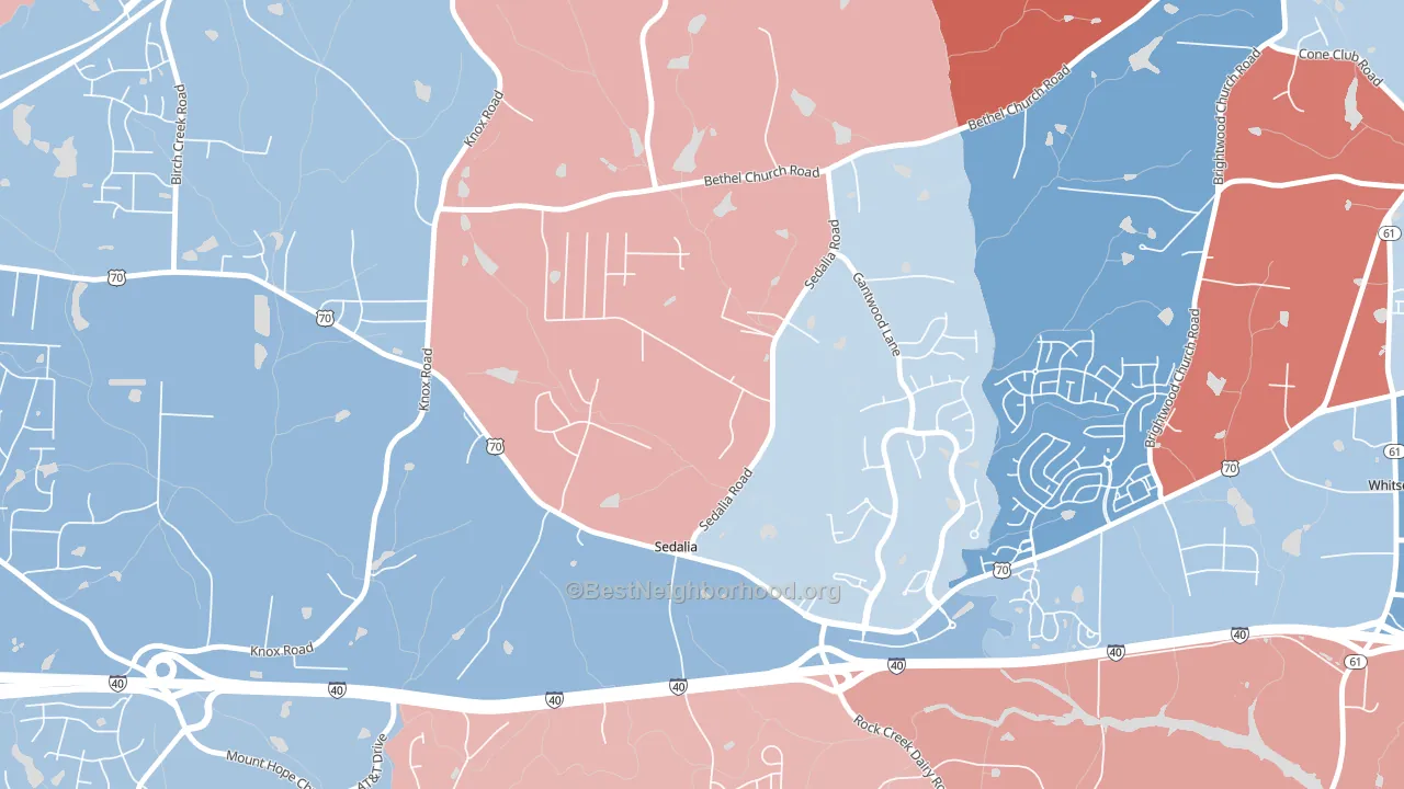 Sedalia, NC block-group political-lean map