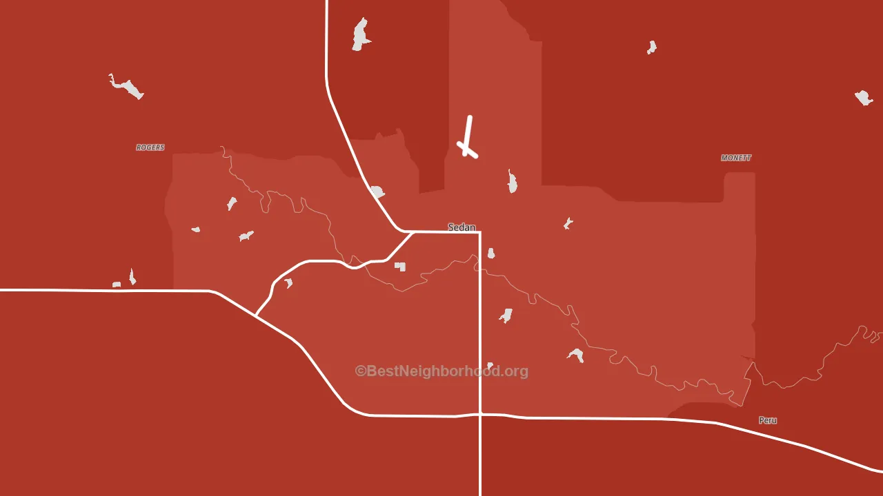 Sedan, KS block-group political-lean map