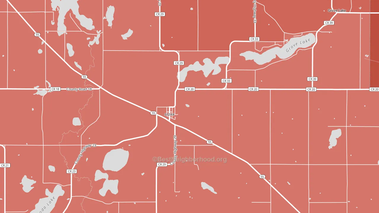 Sedan, MN block-group political-lean map
