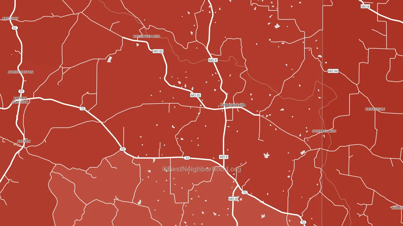 Sedgewickville, MO block-group political-lean map