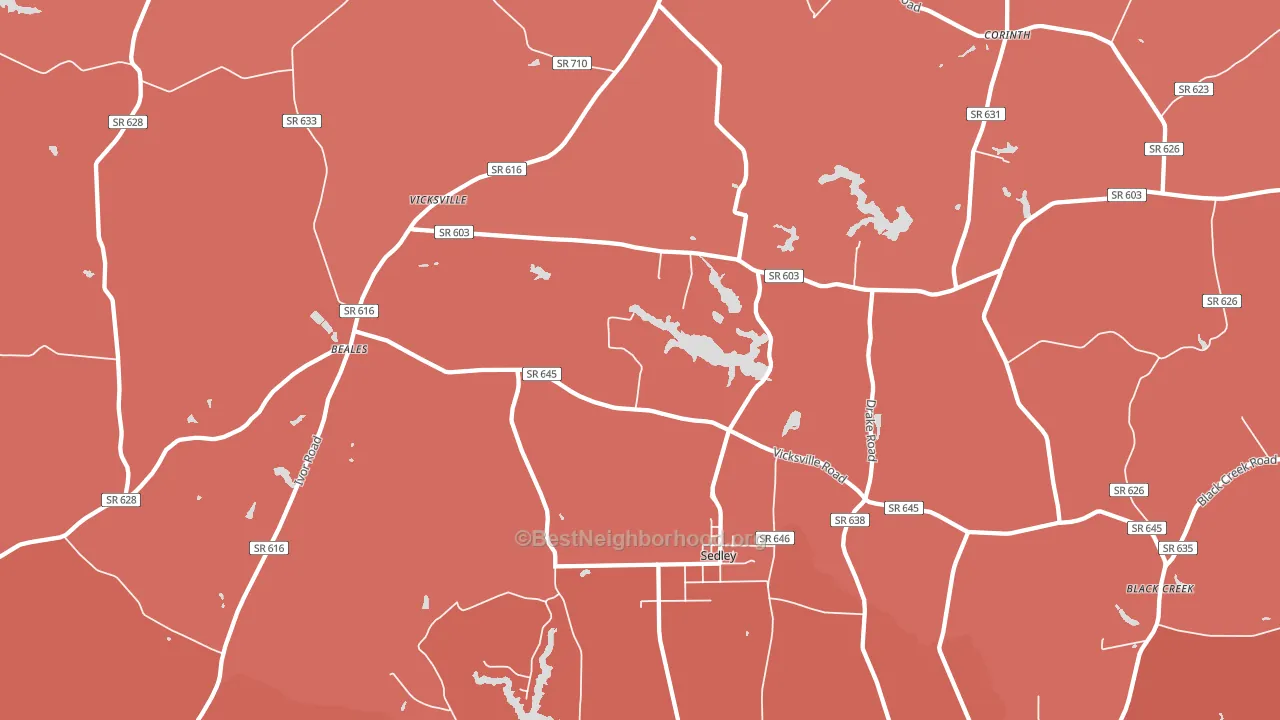 Sedley, VA block-group political-lean map