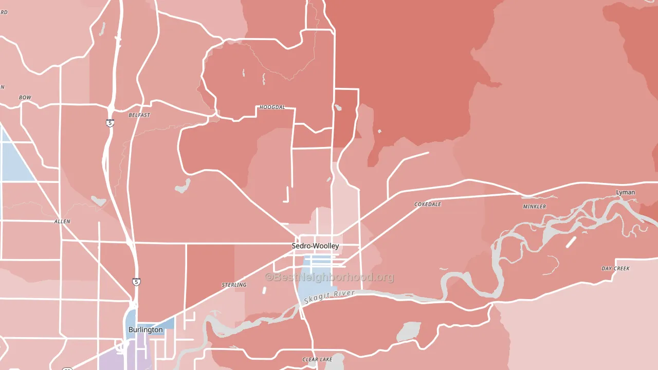 Sedro-Woolley, WA block-group political-lean map
