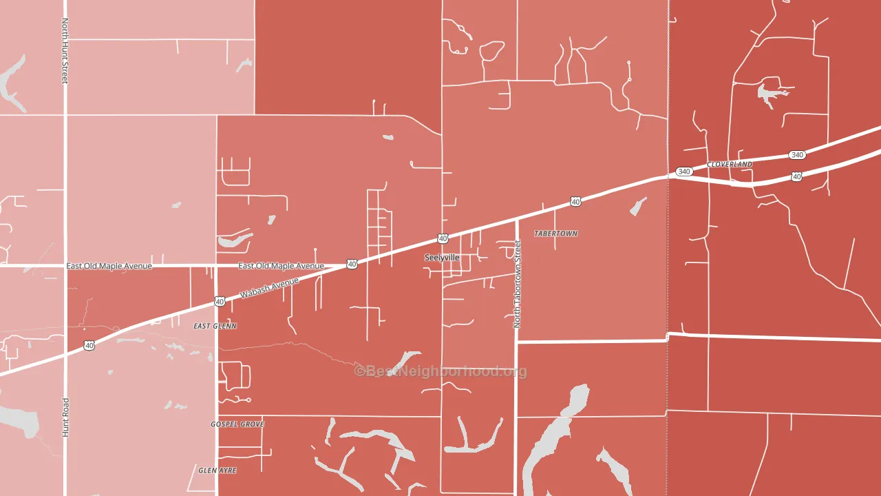 Seelyville, IN block-group political-lean map