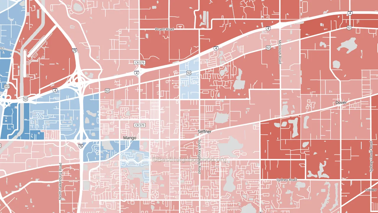 Seffner, FL block-group political-lean map