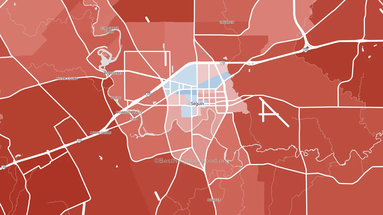 Seguin, TX block-group political-lean map