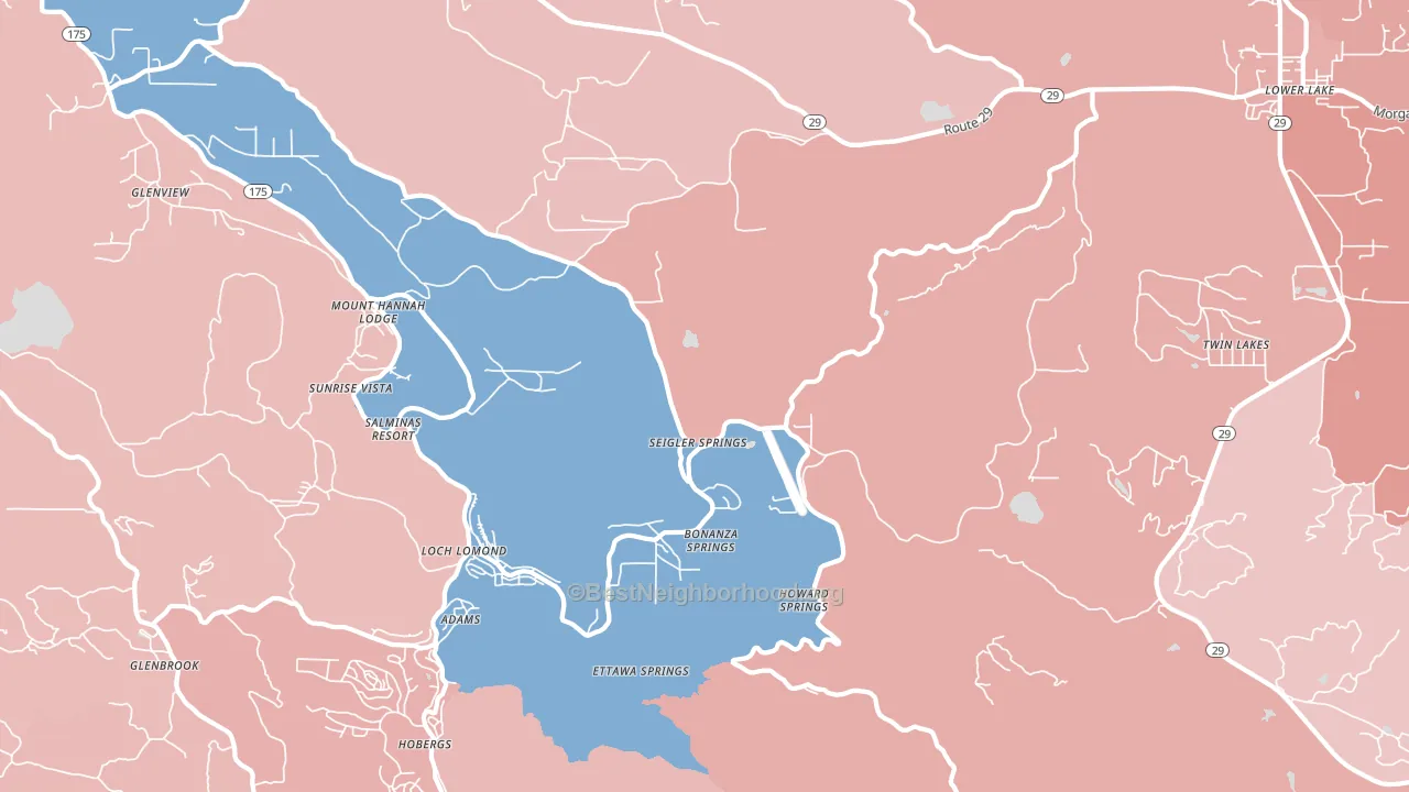 Seigler Springs, CA block-group political-lean map