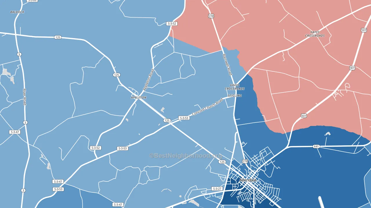 Seigling, SC block-group political-lean map