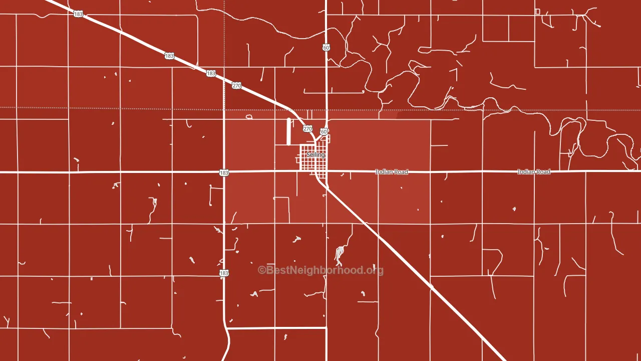 Seiling, OK block-group political-lean map