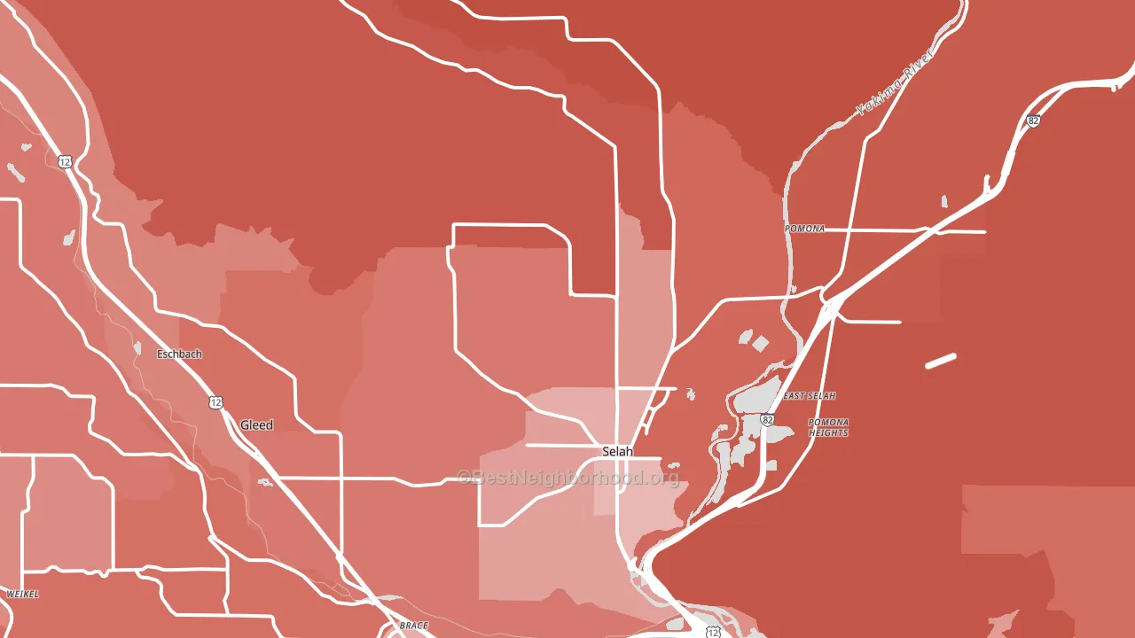 Selah, WA block-group political-lean map