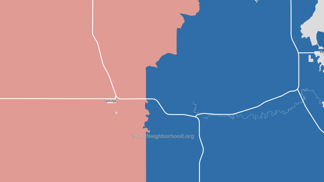 Selfridge, ND block-group political-lean map