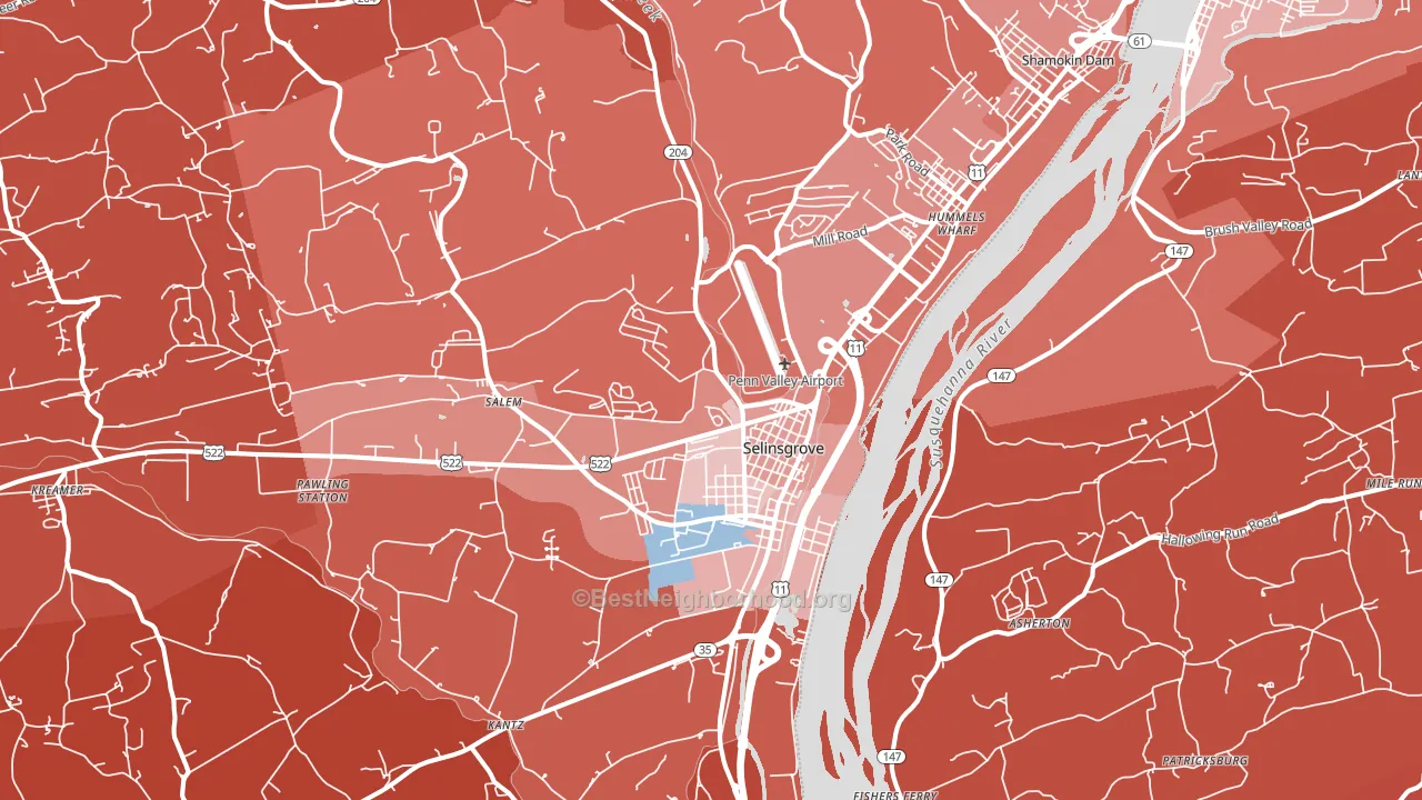 Selinsgrove, PA block-group political-lean map
