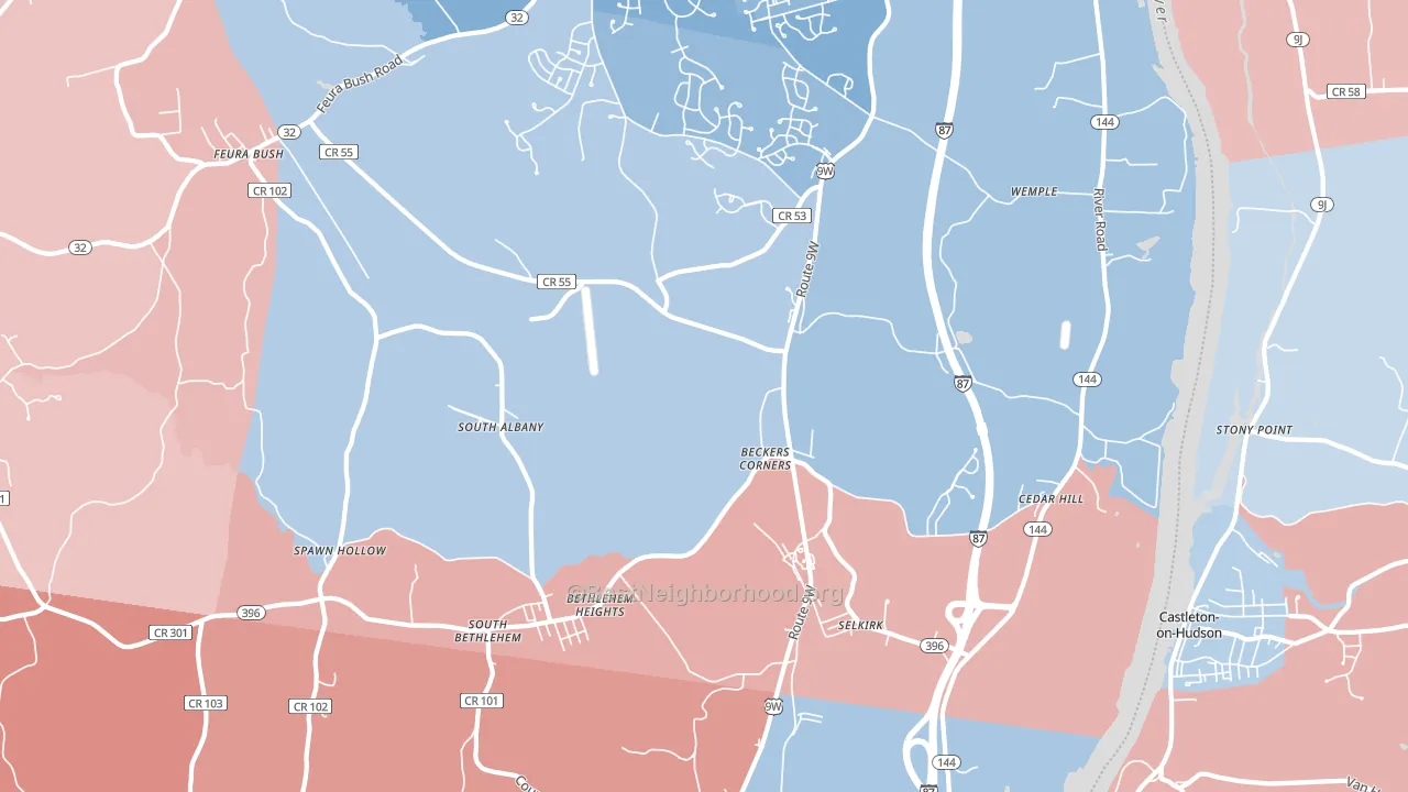 Selkirk, NY block-group political-lean map