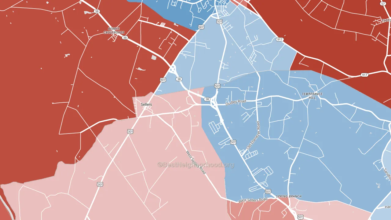 Sellers, SC block-group political-lean map