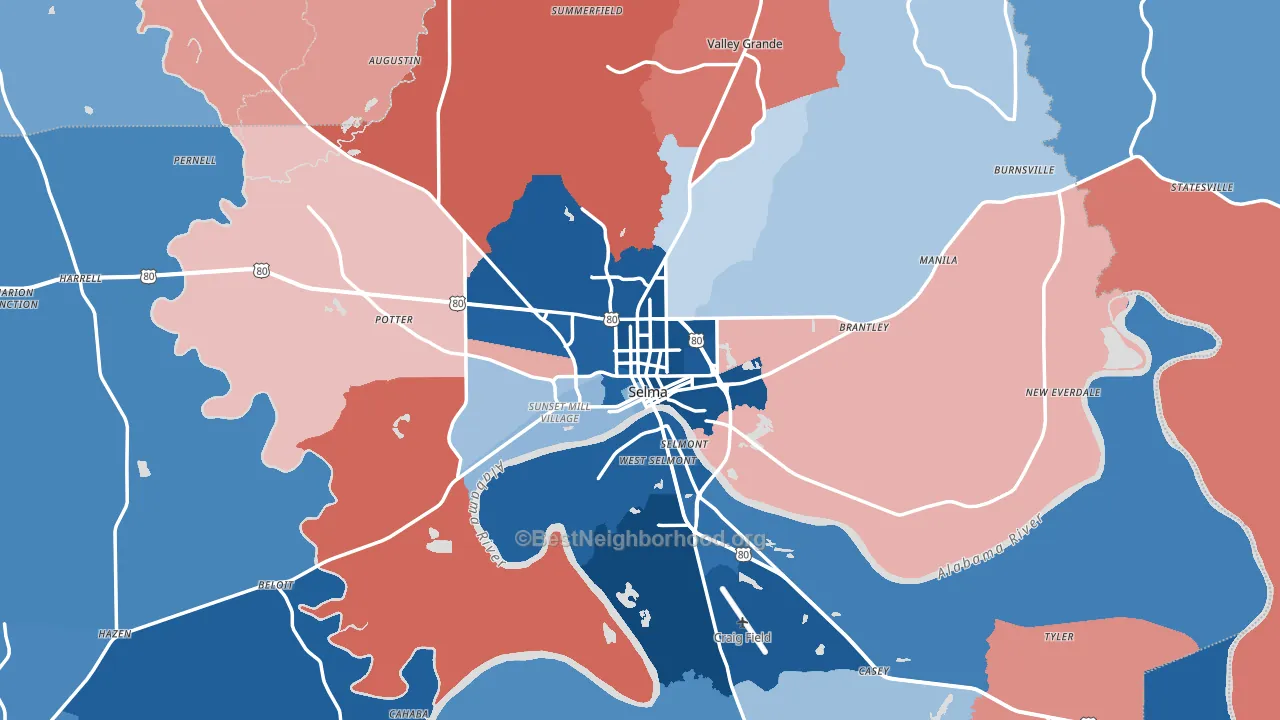 Selma, AL block-group political-lean map