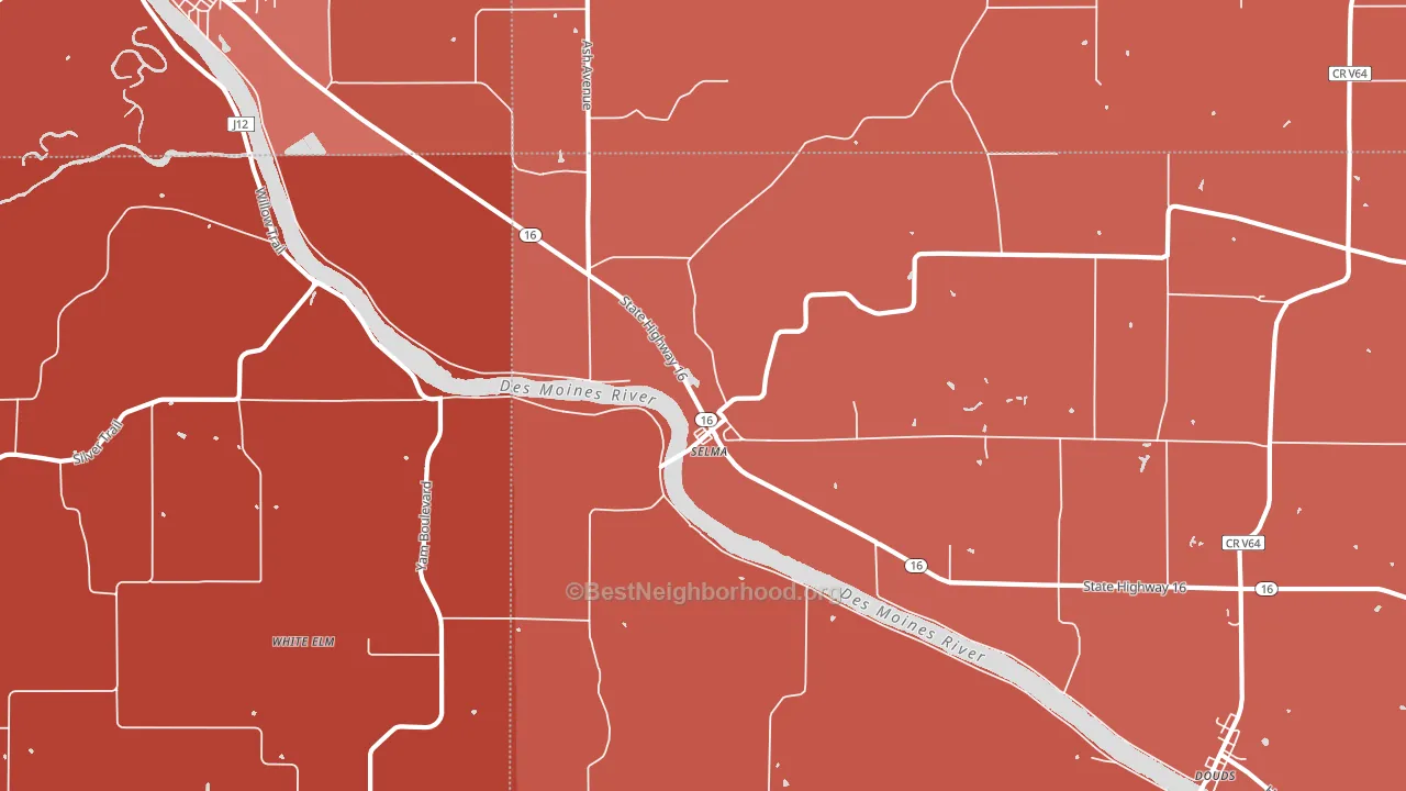 Selma, IA block-group political-lean map