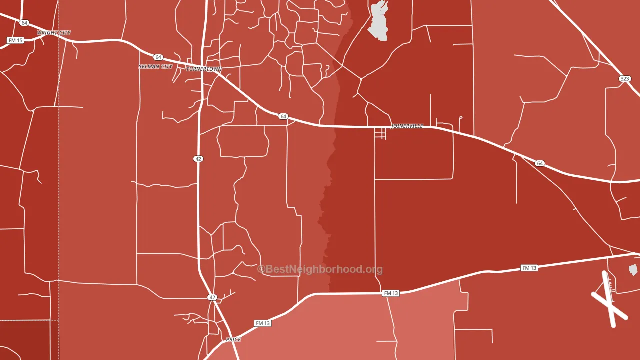 Selman City, TX block-group political-lean map