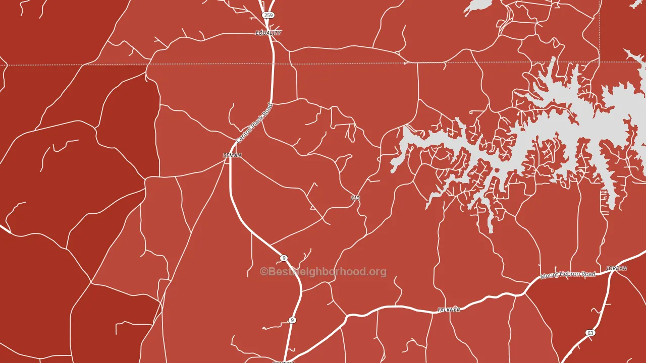 Seman, AL block-group political-lean map