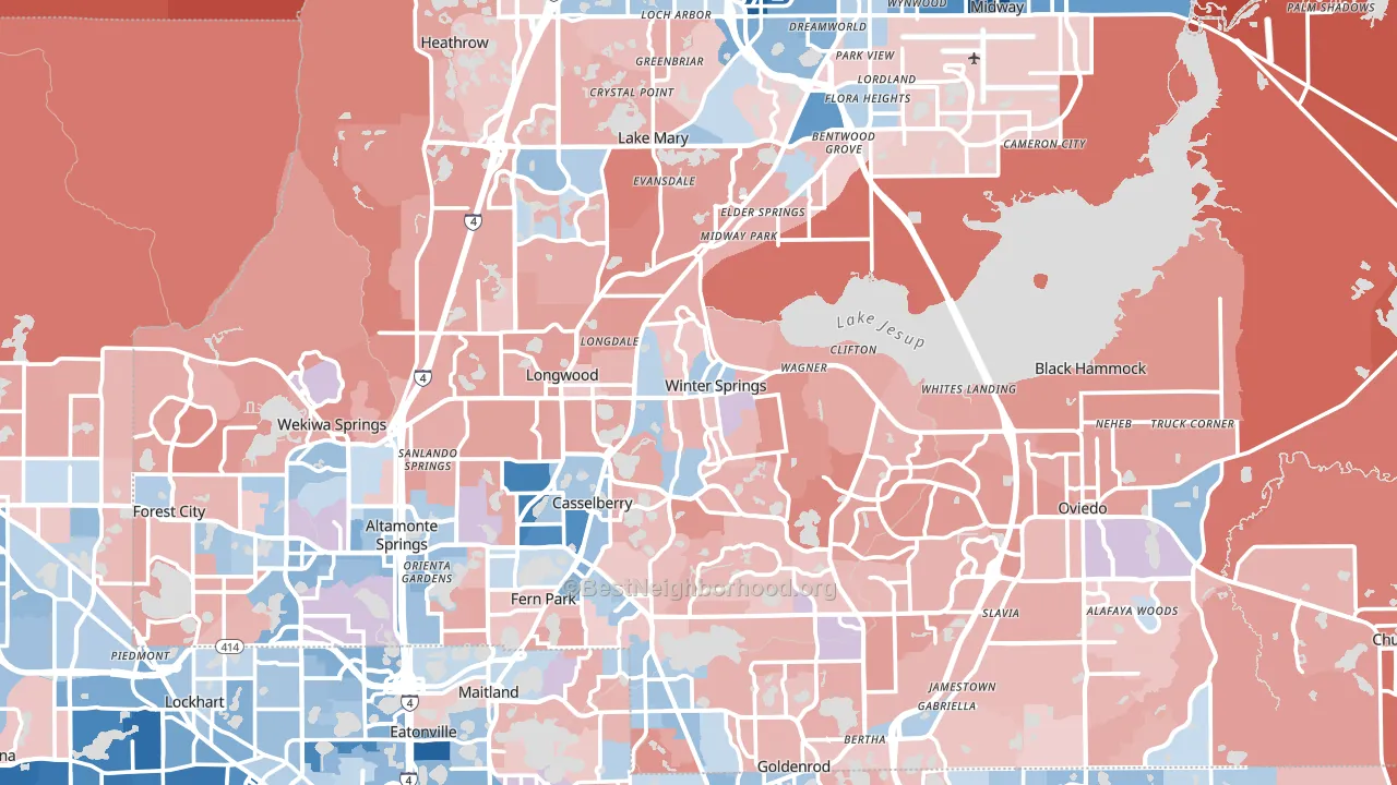 Seminole County, FL block-group political-lean map