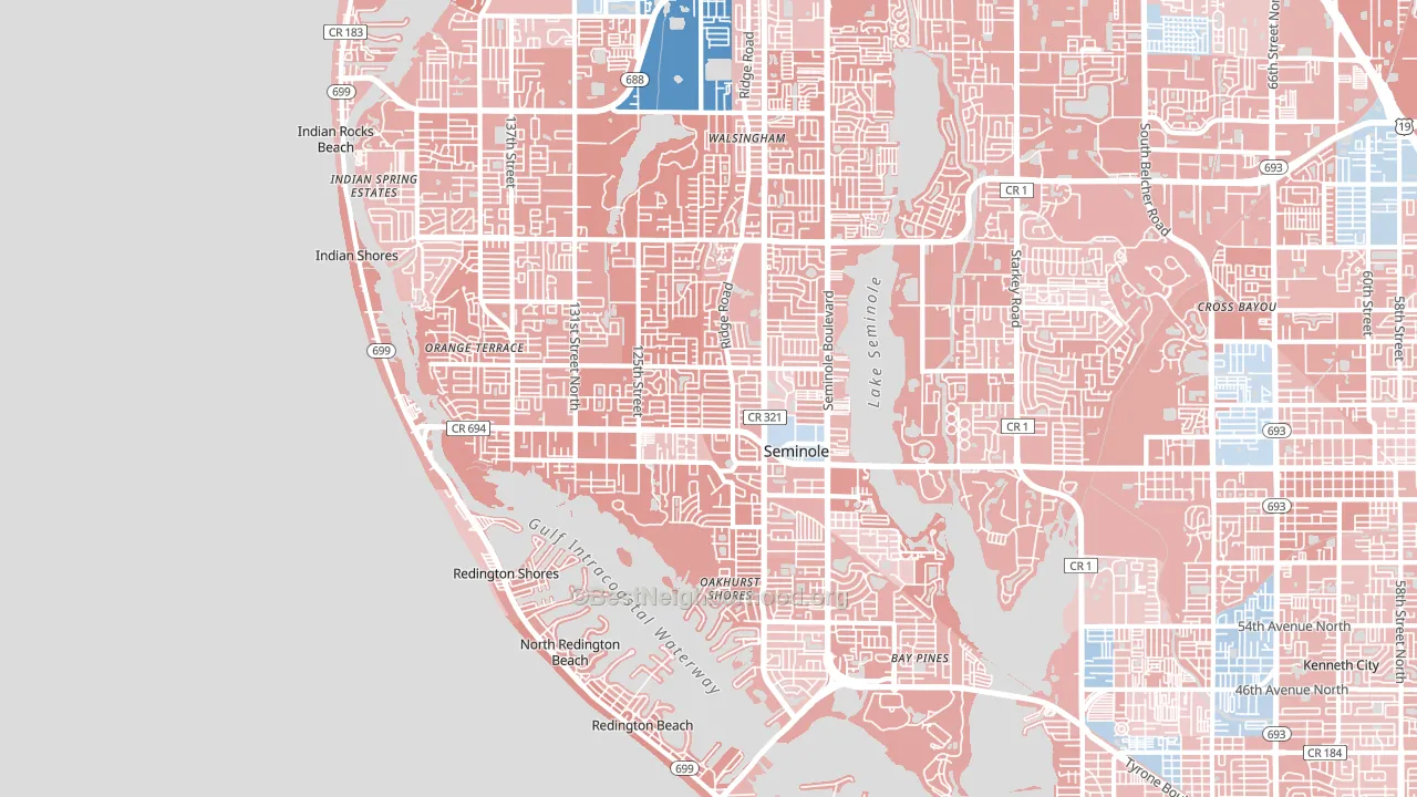 Seminole, FL block-group political-lean map