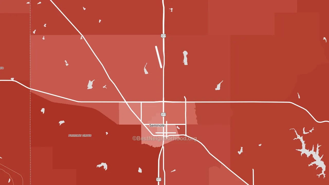 Seminole, OK block-group political-lean map