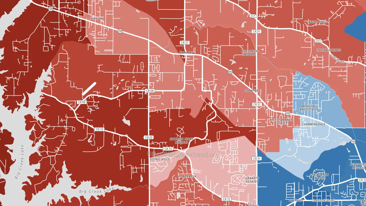 Semmes, AL block-group political-lean map