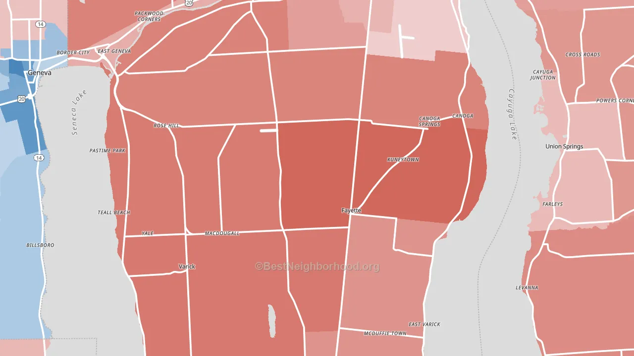 Seneca County, NY block-group political-lean map
