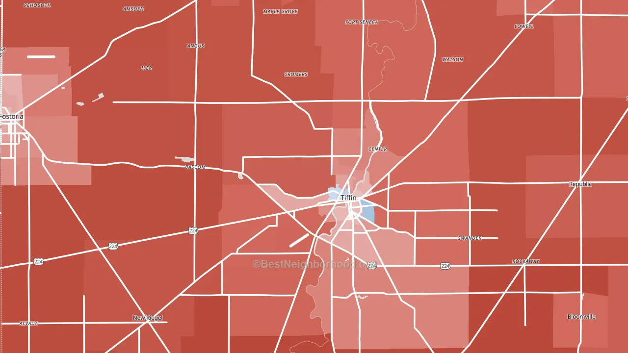 Seneca County, OH block-group political-lean map