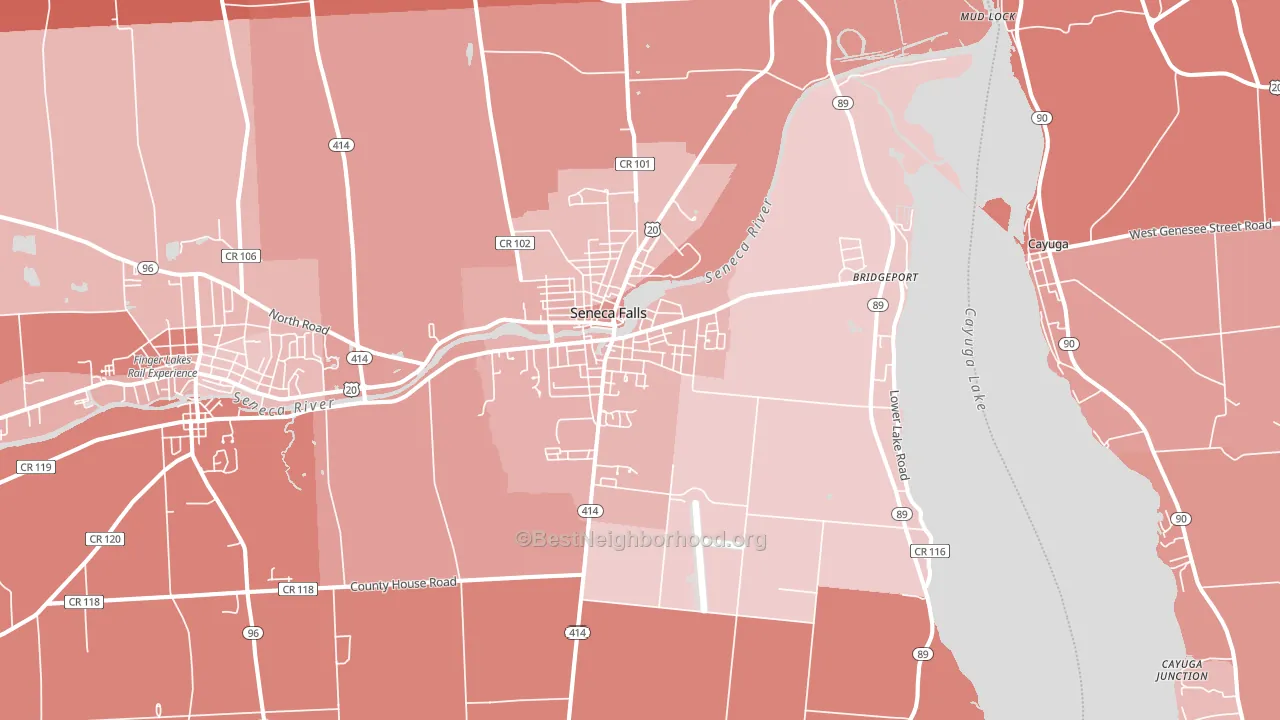 Seneca Falls, NY block-group political-lean map