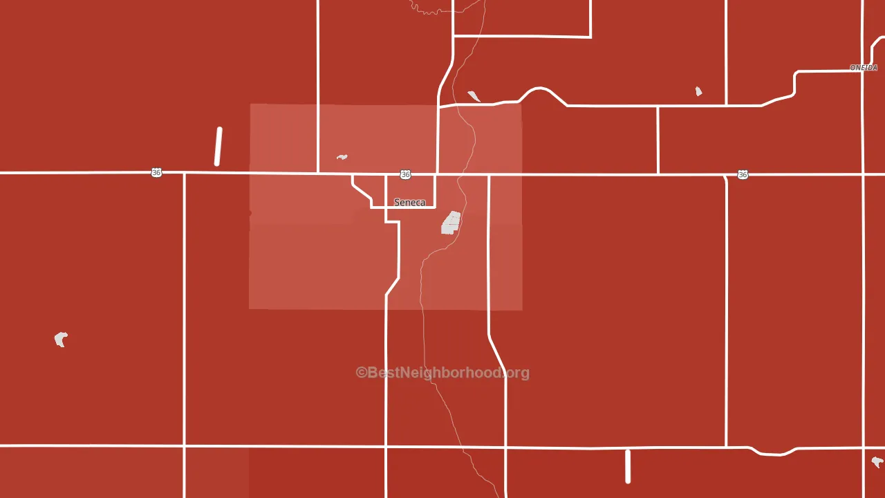 Seneca, KS block-group political-lean map