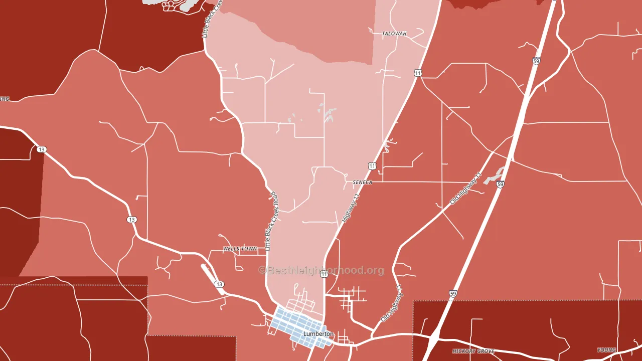 Seneca, MS block-group political-lean map