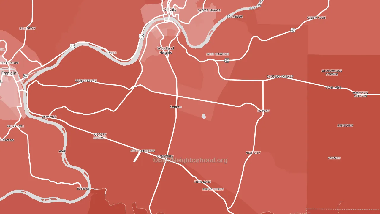Seneca, PA block-group political-lean map