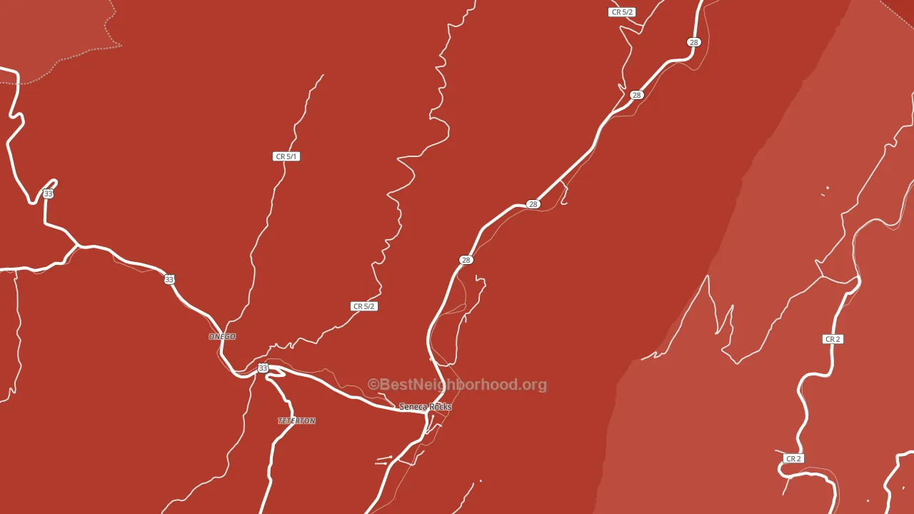 Seneca Rocks, WV block-group political-lean map