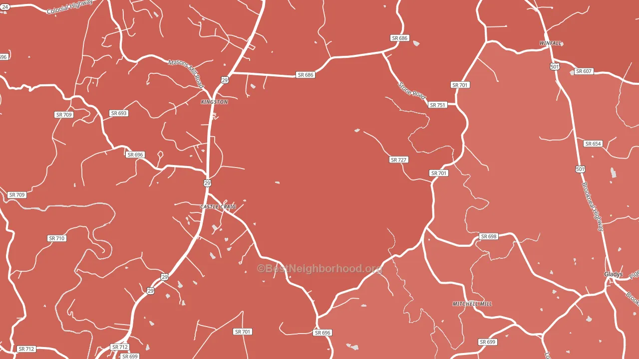 Seneca, VA block-group political-lean map
