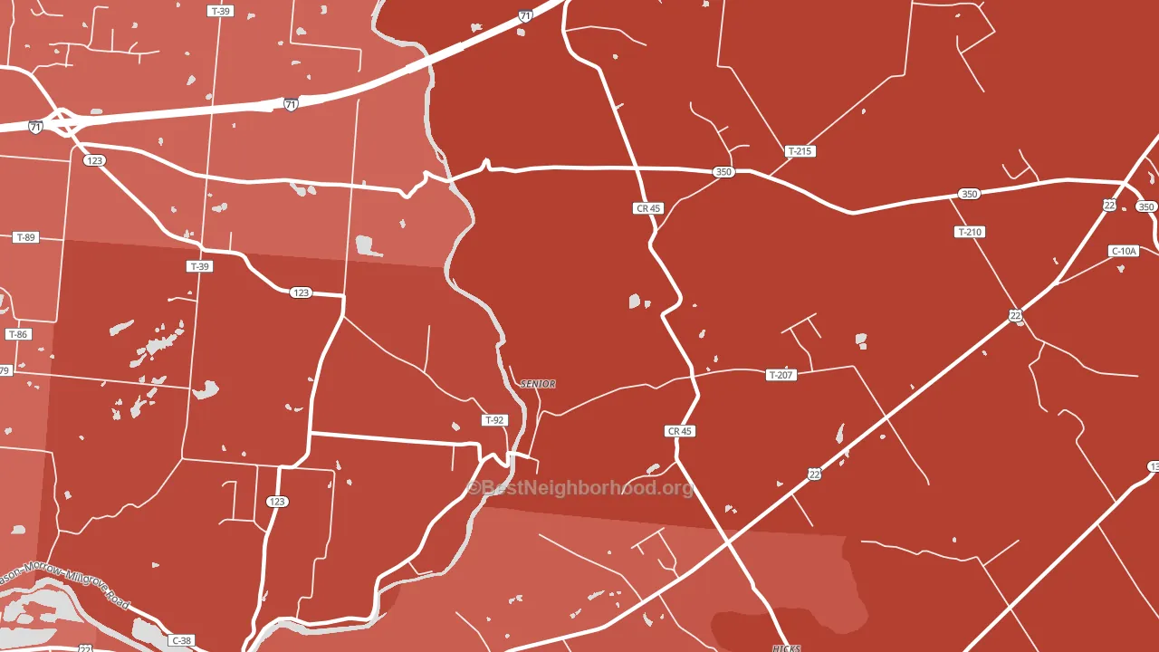 Senior, OH block-group political-lean map