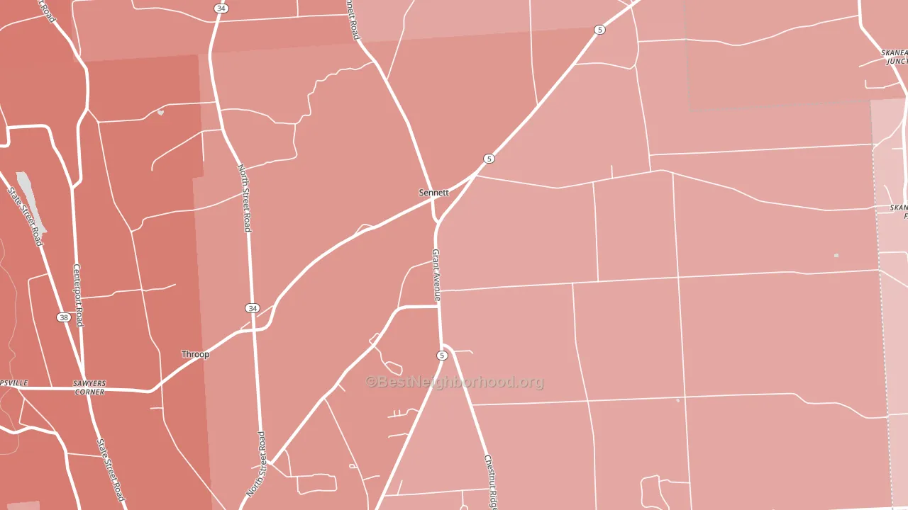 Sennett, NY block-group political-lean map