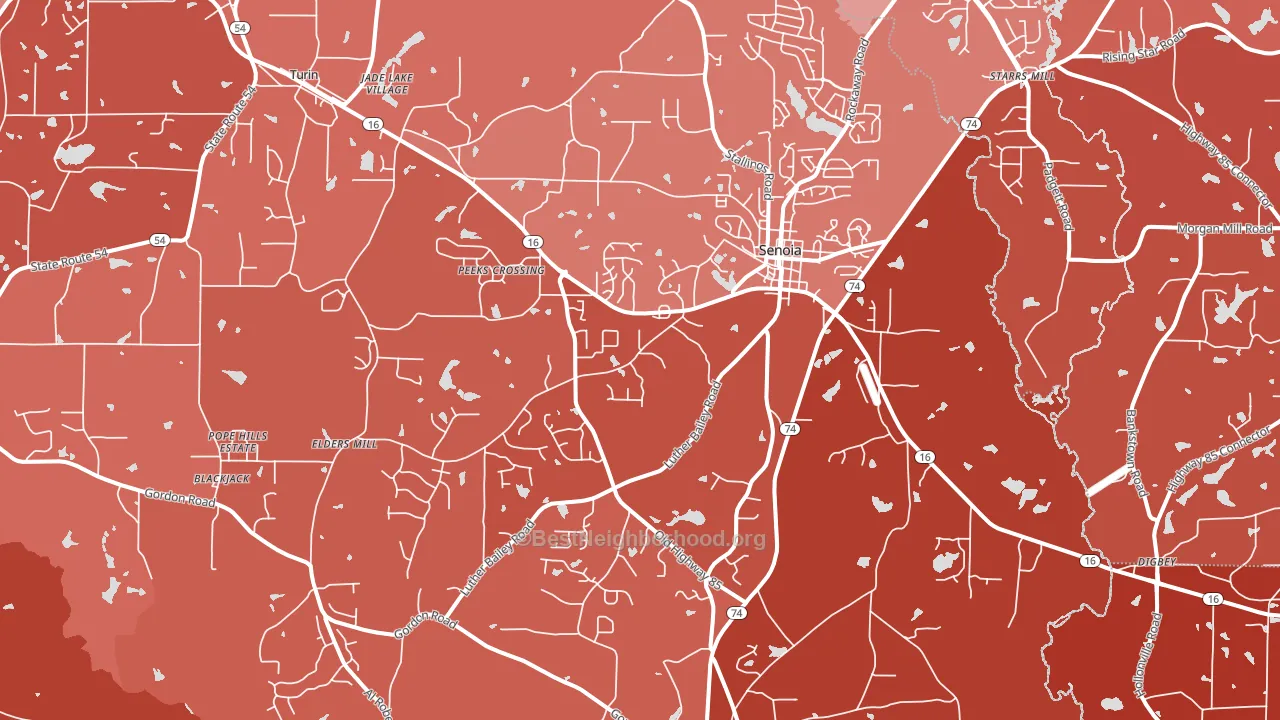 Senoia, GA block-group political-lean map