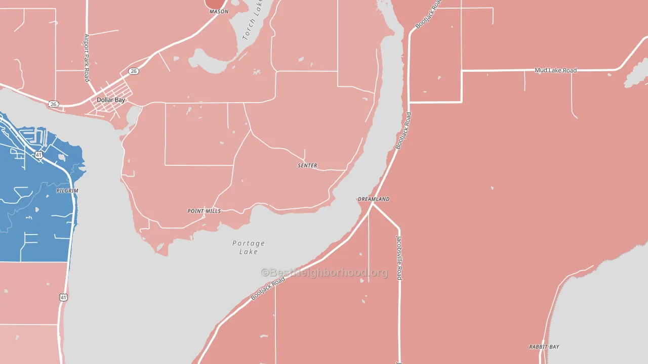 Senter, MI block-group political-lean map