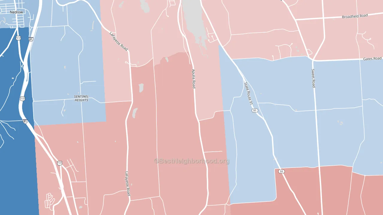 Sentinel Heights, NY block-group political-lean map