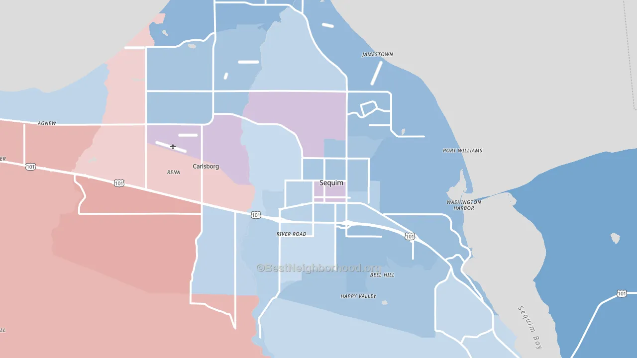 Sequim, WA block-group political-lean map