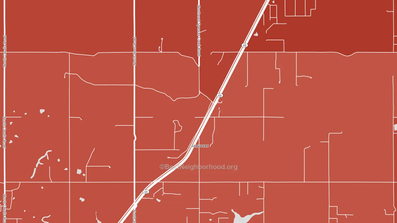 Sequoyah, OK block-group political-lean map