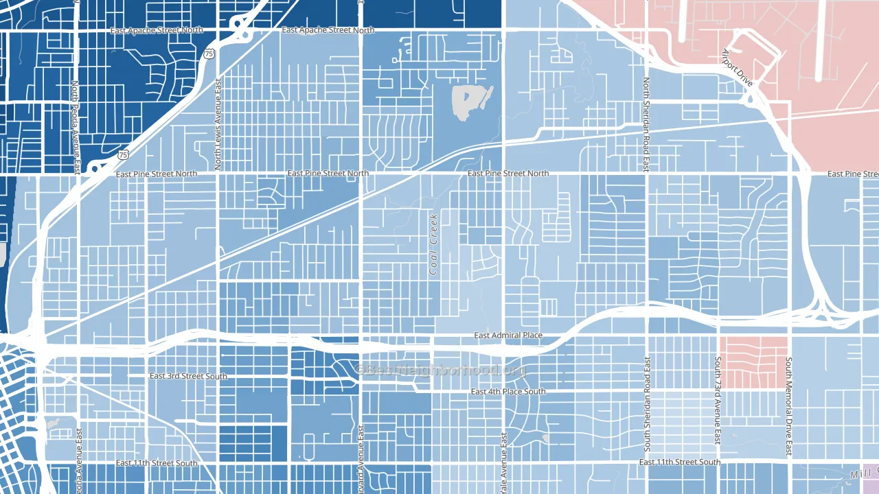 Sequoyah, Tulsa, OK block-group political-lean map