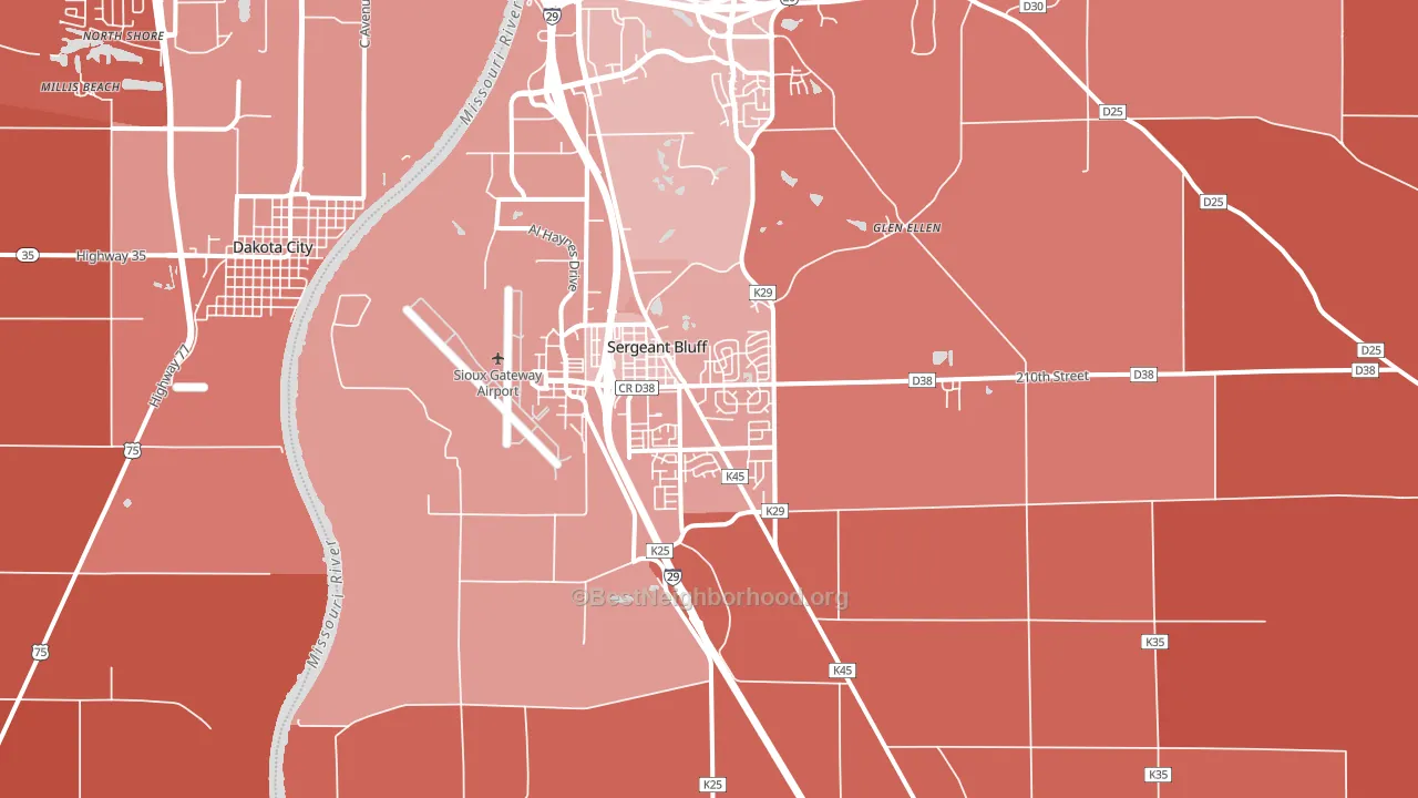 Sergeant Bluff, IA block-group political-lean map