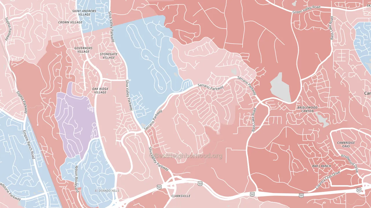 Serrano Village, El Dorado Hills, CA block-group political-lean map