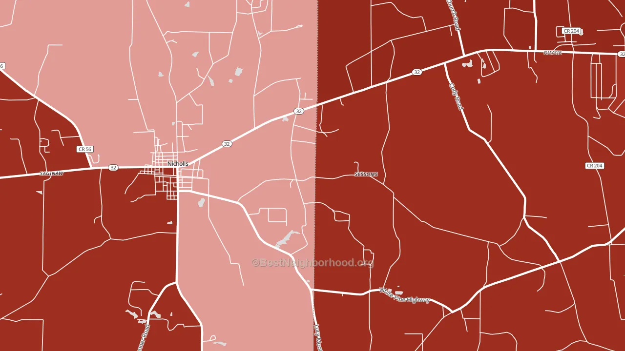 Sessoms, GA block-group political-lean map