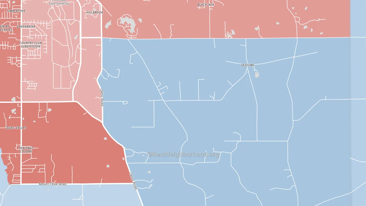 Sessums, MS block-group political-lean map