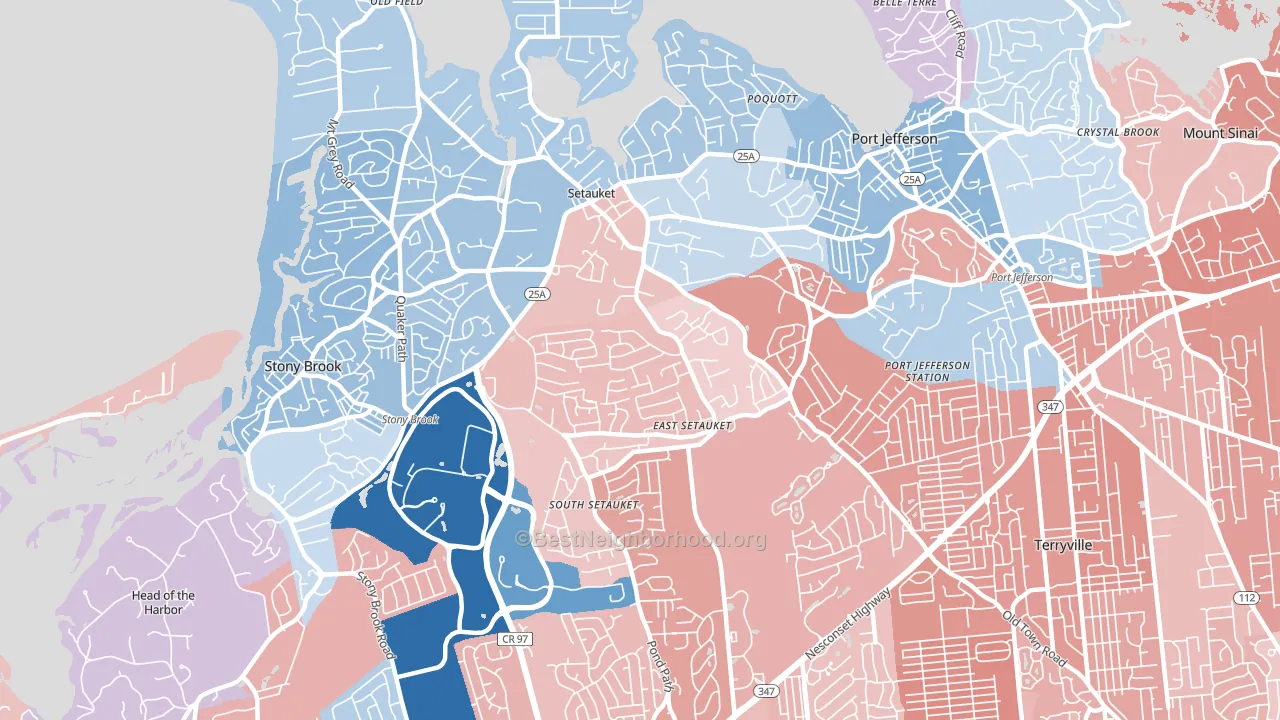 Setauket-East Setauket, NY block-group political-lean map