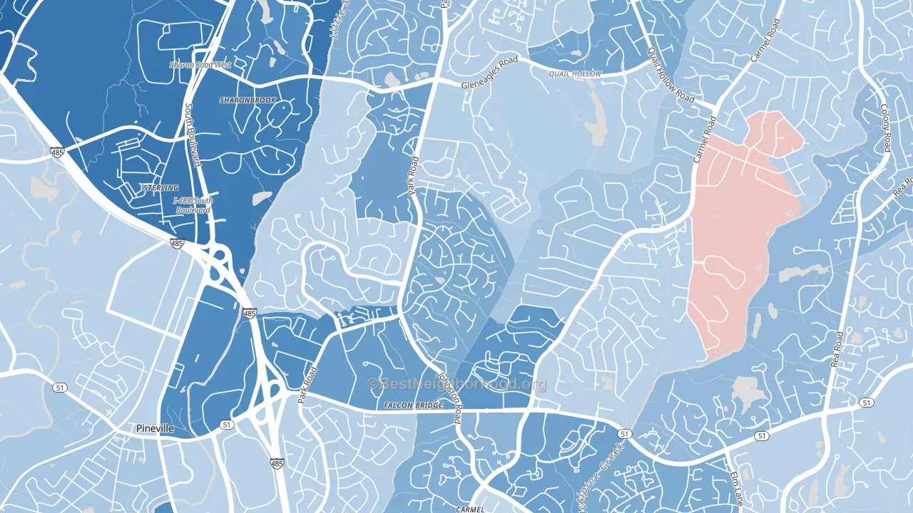 Seven Eagles, Charlotte, NC block-group political-lean map